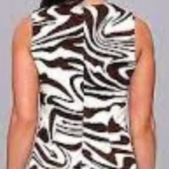 Michael Kors Chocolate Zebra Print Zip Sleeveless V-neck Dress Size Medium - Picture 2 of 6